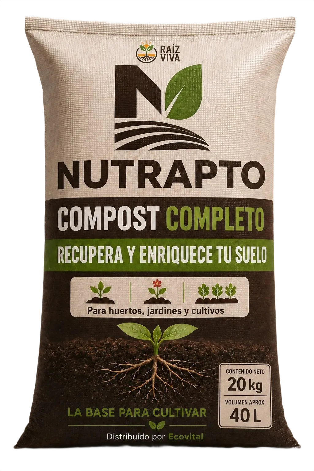 Sustrato Nutrapto Compost Completo 20 kg (40 L)